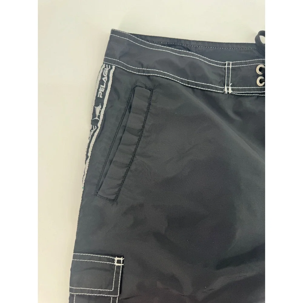 Pelagic Black Fin Shorts Mens 40 Black Board Shorts Fishing Cargo Style 201